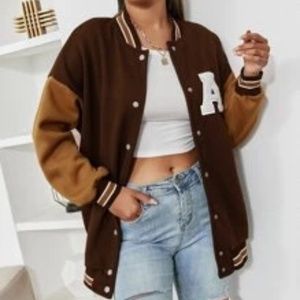 Brown and white letterman Jacket w Letter A